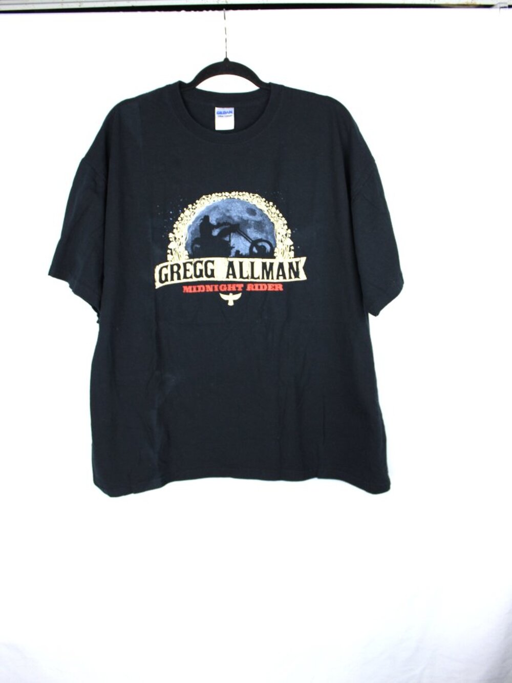 GREGG ALLMAN MIDNIGHT RIDER MEN'S GILDAN LABEL 100% COTTON BLACK SIZE XL T-SHIRT
